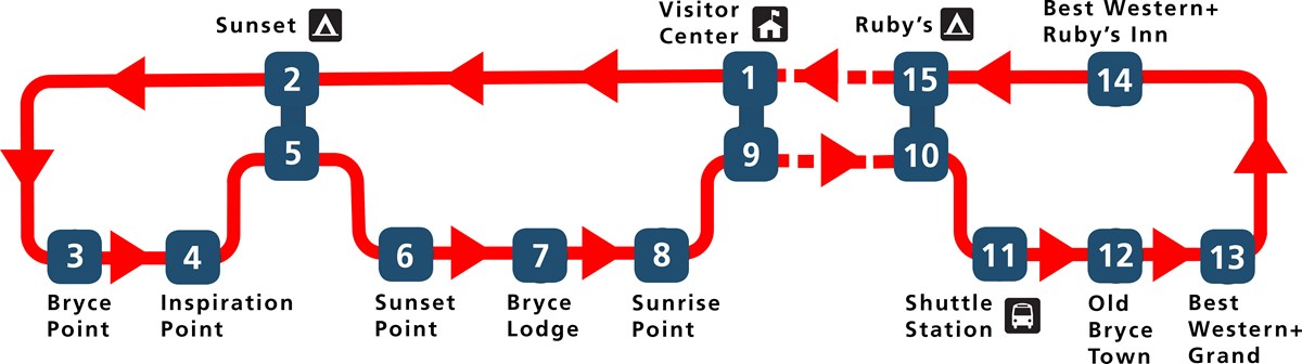 Road map of Bryce Canyon National Park